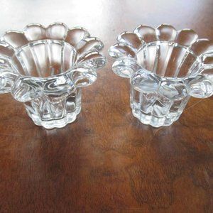 Clear Glass Flower Shaped Votive Candle Tealight holders set of 2